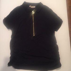 MICHAEL KORS HALF ZIP POLO RUCHED NAVY SIZE 0X